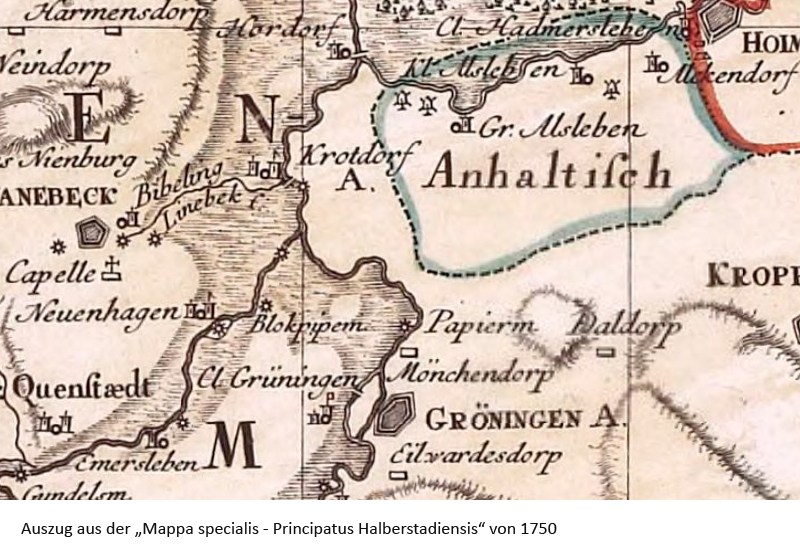Auszug aus der 'Mappa specialis Halberstadiensis von 1750'